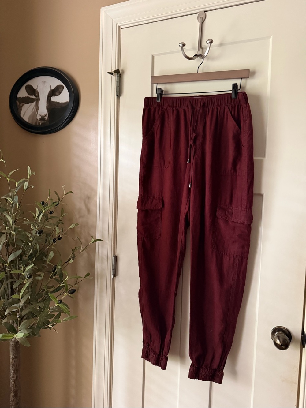 Nicole Miller Linen Cargo Joggers Size Large